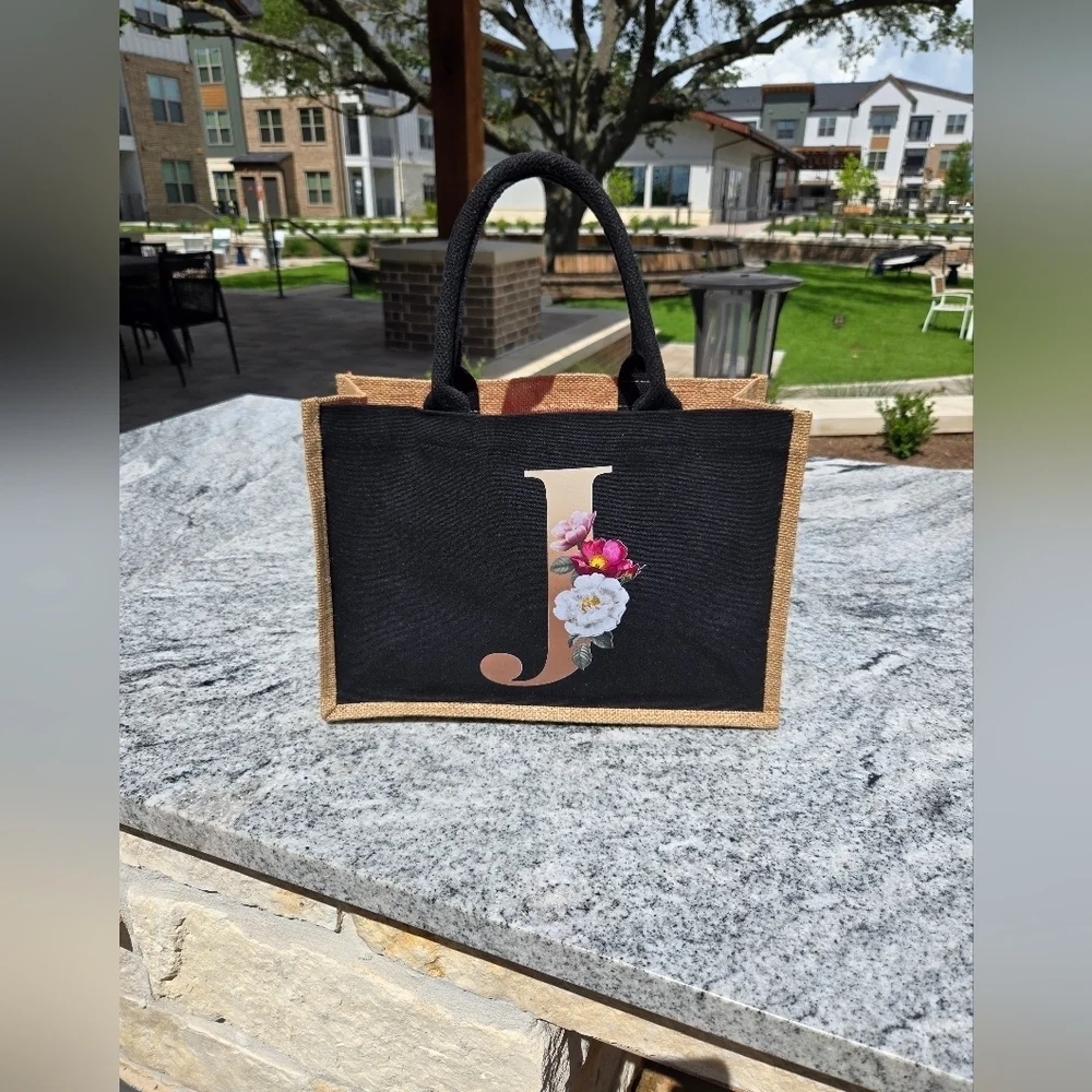 Letter J Handbag Shoulder Bag Sack Canvas Tote